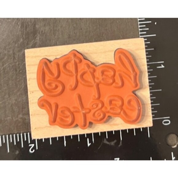 Happy Easter Wood Mounted Rubber Stamp Inkadinkado 96637-MM - Picture 2 of 2